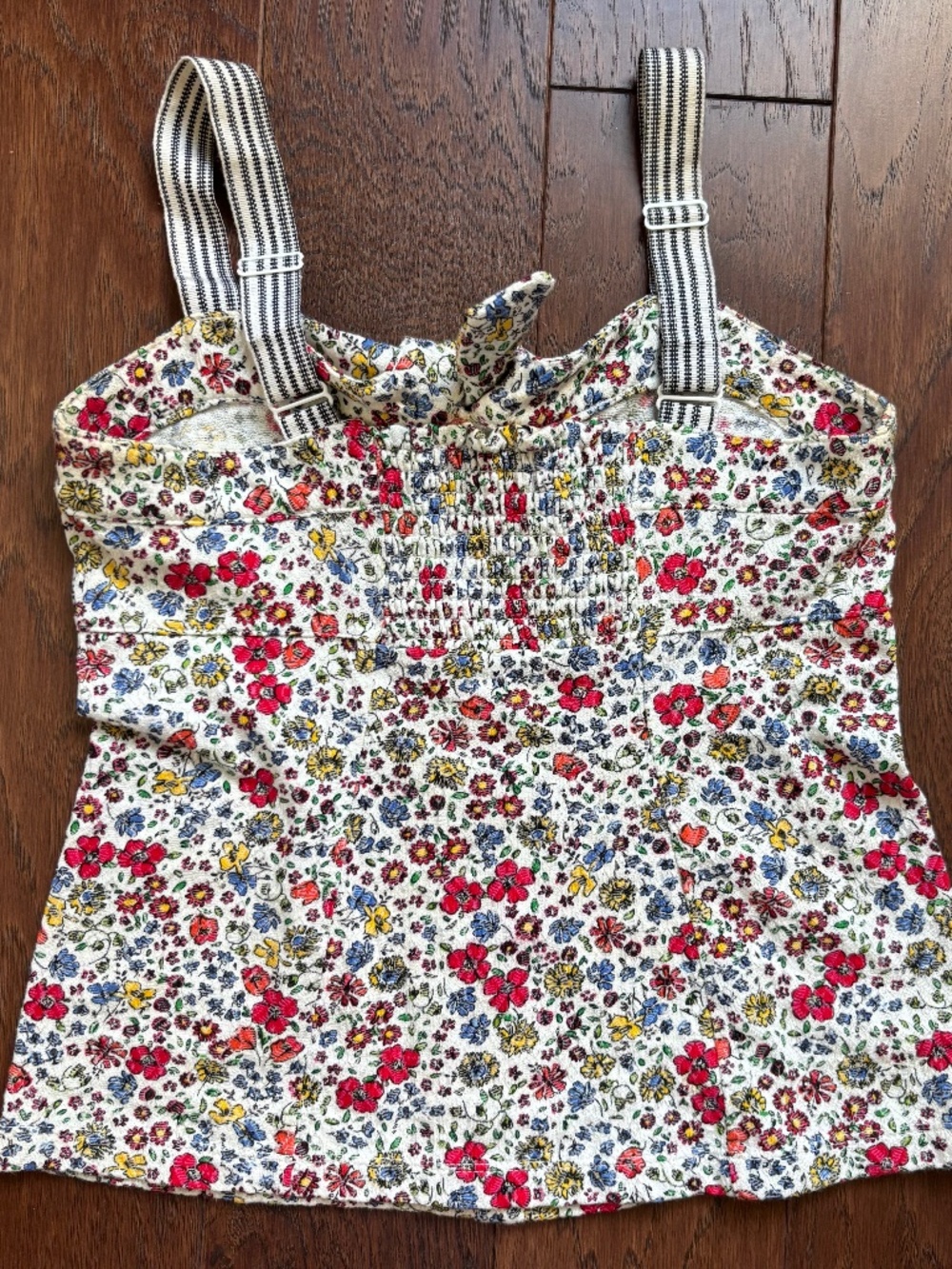 Anthropologie Tie Neck Flower Tank XS Buttons Ribbon Straps Whimsical Cute - Picture 2 of 7